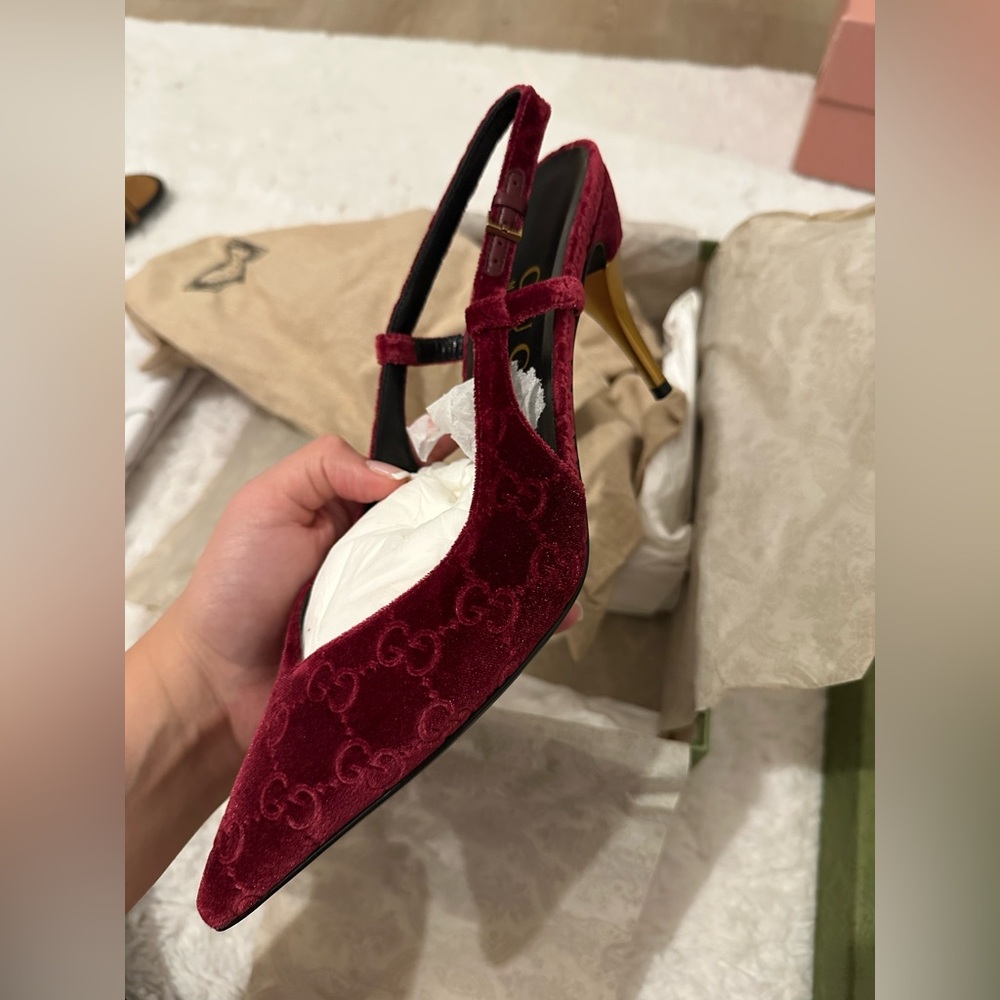 Red Velvet Gucci Slingbacks